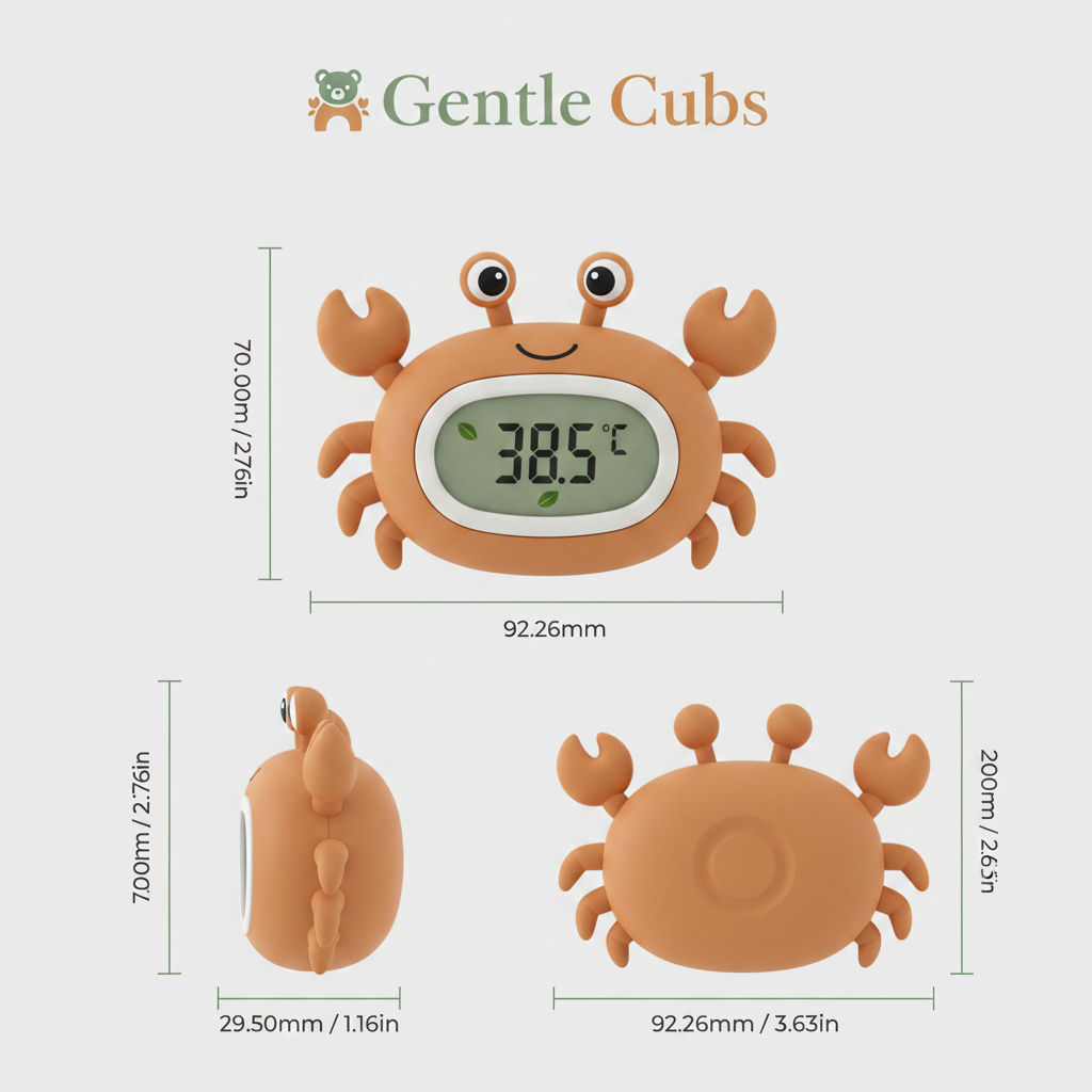 Gentle Cubs Bath Thermometer Dimensions